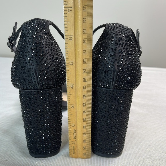 Le Chateau Jewel Studded Elegant Black Heels Open Toe Ankle Strap 39 EU - Picture 12 of 13